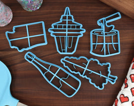 Washington State Cookie Cutters - Evergreen, Space Needle, Washington Outline, Wine Bottle, Wood Cutting Stump- WA Gift Idea