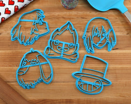 Howls Moving Castle Cookie Cutters - Calcifer, Heen, Howl Jenkins, Turnip Head, Sophie Hatter