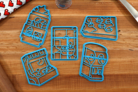 Kawaii Arcade Cookie Cutters - Fighter Box, Gachapon Machine, Kawaii Claw Machine, Star Gachapon, UWU Cabinet - Anime Baking