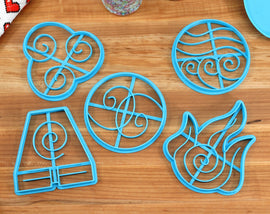 Elemental Bending Symbols Core Cookie Cutters - Spirit, Fire, Water, Earth, Air - Bending Gift, Elemental Bender