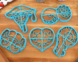 Anime Tentacle Cookie Cutters - Curled Tentacle, Dripping Tentacle Tongue, Tentacle Mouth, Heart Tentacle, Infinity Tentacle - Anime Gift