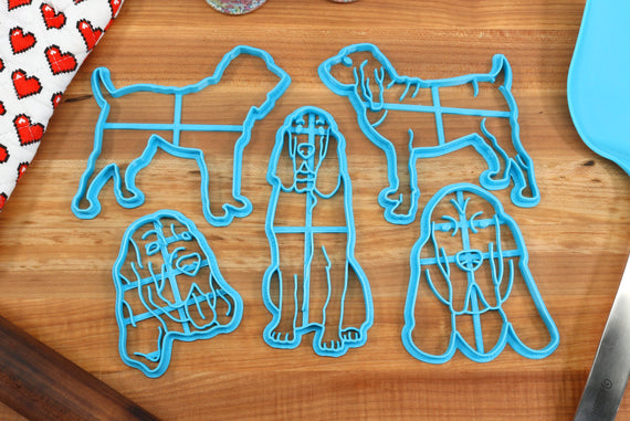 Bloodhound Cookie Cutters - Bloodhound Stack, Bloodhound Outline, Bloodhound Face - Bloodhound Gift Idea
