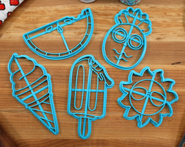 Summer Fun Cookie Cutters - Ice Cream, Pineapple, Popsicle, Sunglasses Sun, Watermelon - Summer Break Gift