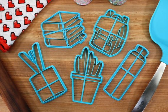 Lofi Study Essentials Cookie Cutters - LoFi Water Bottle, LoFi Books, LoFi Desk Plant, LoFi Desk Lamp, LoFi Backpack