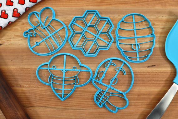 Honey Bee Cookie Cutters - Honeycomb, Beehive, Honey, Honeybee - Honeybee Gift Idea