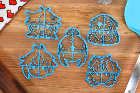 Genshin Impact Cookie Cutters Chibi Faces Set 5 - Albedo, Ningguang, Noelle, Razor, Zhongli