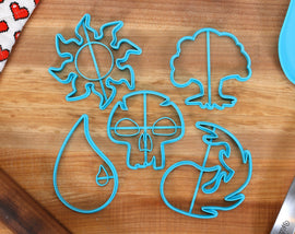 Elemental Magic Cookie Cutters - Forest, Island, Plains, Fire, Swamp - Magic Symbols