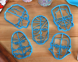Classic Monster Cookie Cutters - Dracula, The Mummy, Frankensteins Monster, Black Lagoon, Bride of Frankenstein - Movie Monster Gift