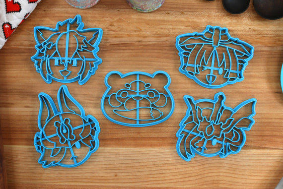 Genshin Impact Cookie Cutters Chibi Faces Set 9 - Cyno, Gen Gorou, Gouban, La Signora, Wanderer