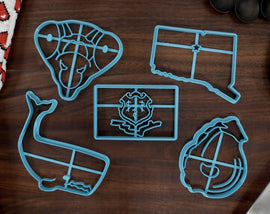 Connecticut Cookie Cutters - Connecticut Flag, Connecticut Outline, Eastern Oyster, Sperm Whale, Praying Mantis- CT Gift Idea