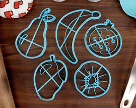 Tasty Fruit Cookie Cutters - Banana, Kiwi, Mango, Pear, Pomegranate - Fruit Cookie Cutters