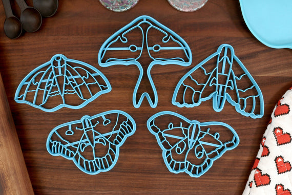 Moth Cookie Cutters Set 1 - Luna Moth, Cecropia Moth, Imperial Moth, Modest Sphinx Moth, Polyphemus Moth - Moth Gift Idea