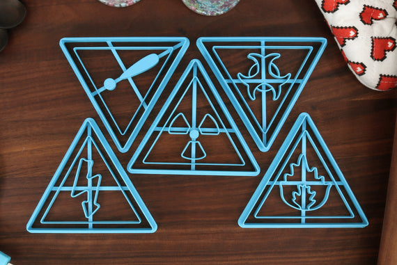 Hazard Symbols Cookie Cutters - Biological Waste, Active Electrical Current, Flammable Warning, Radiation Risk, Warning Sign