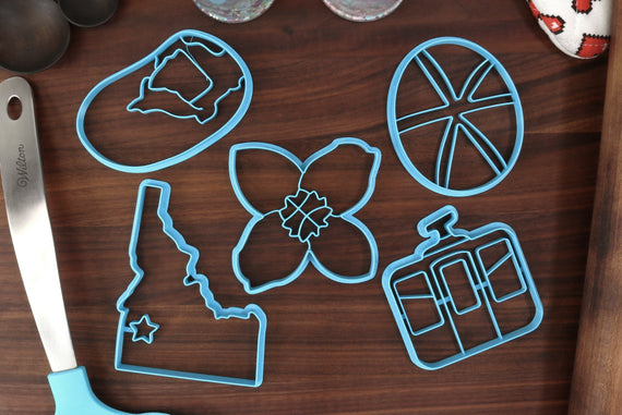 Idaho Cookie Cutters - Baked Potato, Idaho State Outline, Idaho Syringa, Sky Lift, Star Garnet - ID Gift Idea