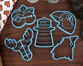 Maine Cookie Cutters - Blueberries, Lighthouse, Maine State Outline, Moose Face, Puffin Face - ME Gift Idea