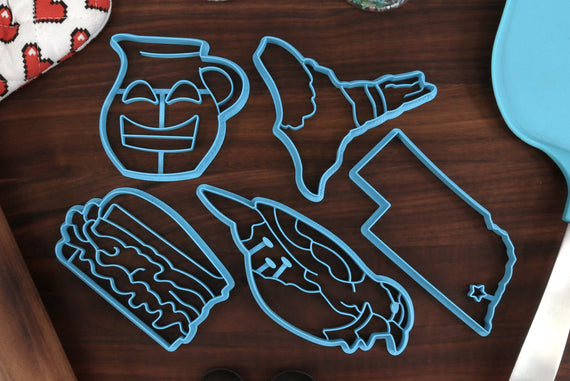 Nebraska Cookie Cutters - Chimney Rock, Happy Pitcher, Nebraska Outline, Reuben Sandwich, Western Meadowlark - NE Gift Idea