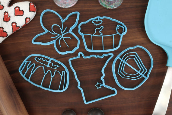 Minnesota Cookie Cutters - Blueberry Muffin, Bundt Cake, Lady Slipper, Lake Superior Agate, Minnesota Outline - MN Gift Idea