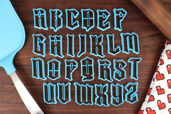 Medieval Scroll FONT Cookie Cutters - Fondant Letters, Letters for Cake decorating - Ye Olde Fantasy Fonts - Ancient Text