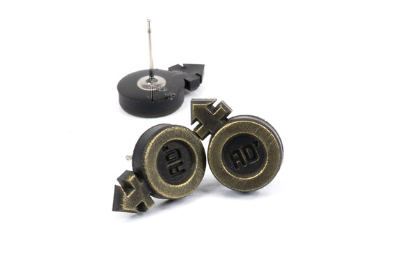 Brisket Symbol Earrings - Brass Golden Earrings - Brisket Guilty Cosplay - Androgyne Symbol | ERG1