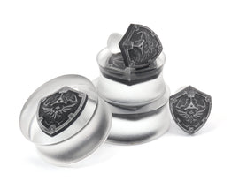 Hylian Shield Gauges 3-35mm sizes / Zelda Ear Gauge Plugs Legend of Zelda -Double Flare Resin Gauges- Hylian Merch - Gaming Gauges