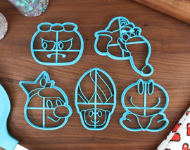 Mario Wonder Characters Cookie Cutters - Elephant Mario, Goombrat, Poplin, Prince Florian, Talking Flower - Super Mario Bros / Wonder Gift