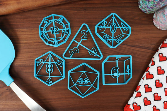 Tabletop Dice Cookie Cutter - D20, D12, D10, D8, D6 - DnD Cookie Cutter - Tabletop RPG Cookies - Fantasy Game Cutters - Game Night Baking