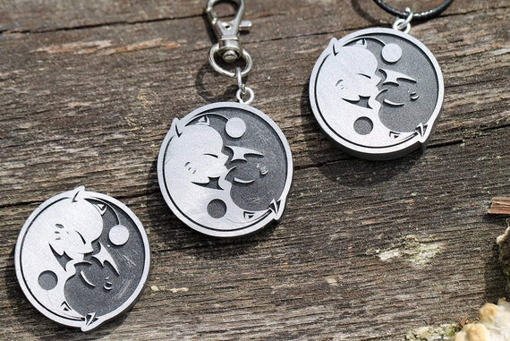 Moogle Final Fantasy X Yin & Yang Keychain/Necklace - Final Fantasy 9 Cosplay - LootCaveCo